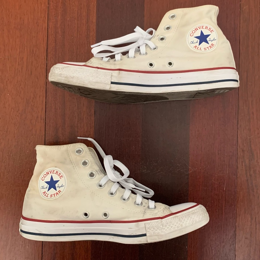 White Converse high tops